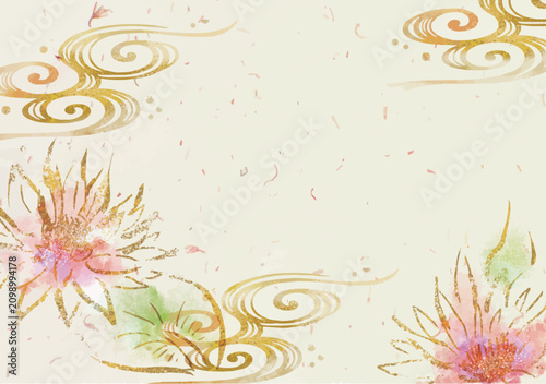 Fotografija 蓮の花, 仏, 花, 背景, 和風, 和柄, 花びら, 手書き, 和紙, 自然, フローラル, ベクター, イラスト, デザイン, 模様, デコレーション, 美