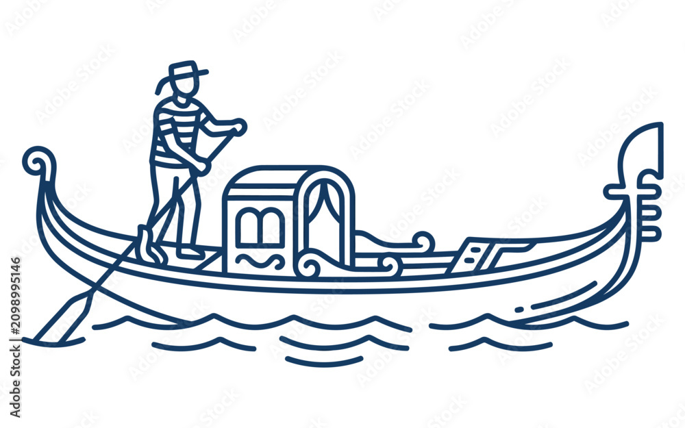 Fototapeta premium Venetian Gondola Vector Illustration