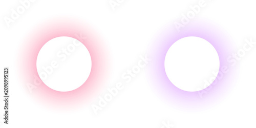 Tableau sur toile Glowing neon circle frames with transparent background set