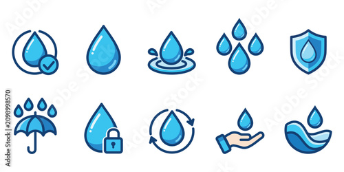 Obraz na płótnie Water Icon Set, protection from water