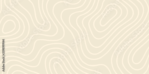 Abstract flowing topographic map lines in soft beige and cream tones.