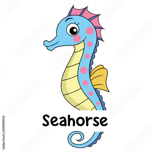 Under the Sea Seahorse Clipart Character Graphic Element
