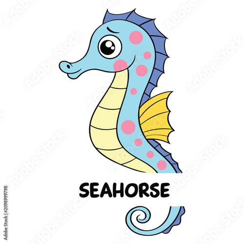 Baby Ocean Animal Seahorse Cartoon Character Illustration