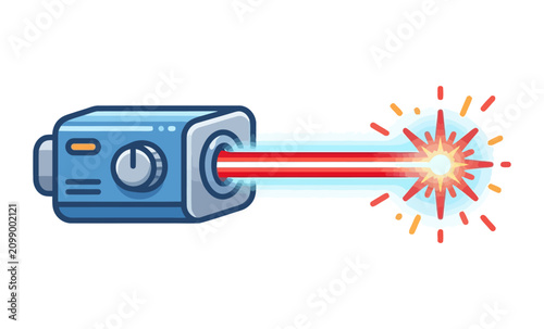 Konstfotografi Laser Machine Firing Red Beam Vector Illustration