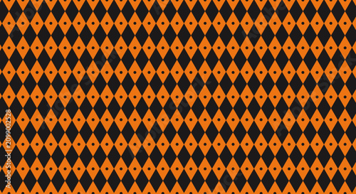 Fotografía Orange and Black Harlequin Seamless Geometric Pattern Background