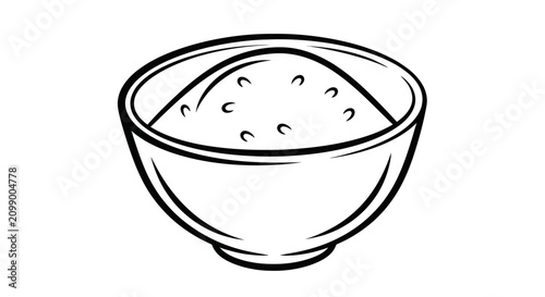 Bowl of Rice Outline Vector Illustration