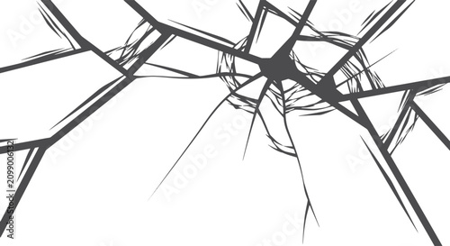 Tableau sur toile Black shattered glass cracks silhouette geometric shape