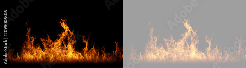 Cuadro en lienzo Tongues of fire isolated on black and transparent background
