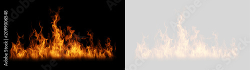 Fotografie Tongues of fire isolated on black and transparent background