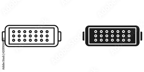 Digital Visual Interface connector icon with pin array on white background