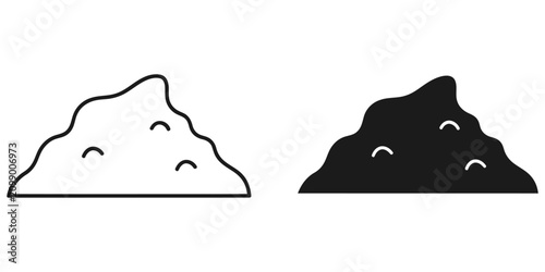 Photos Pile of soil with small lumps in a simple line drawing and solid silhouette styl