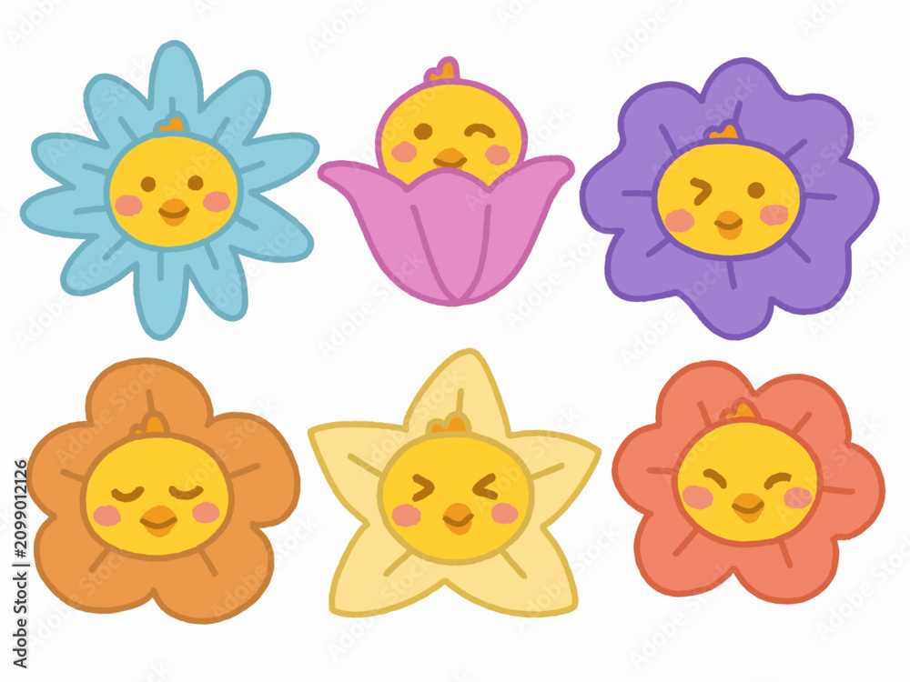 Naklejka premium collection of cute chicken, yellow happy chick vector elements