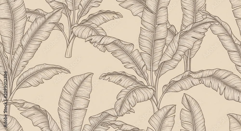 Fototapeta premium Intricate monochrome leaf pattern design with delicate botanical texture for minimalist print and digital background