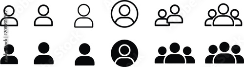 User Avatar Icon featuring people, users, profiles, community, account, and human character symbols in editable vector icon set styles.