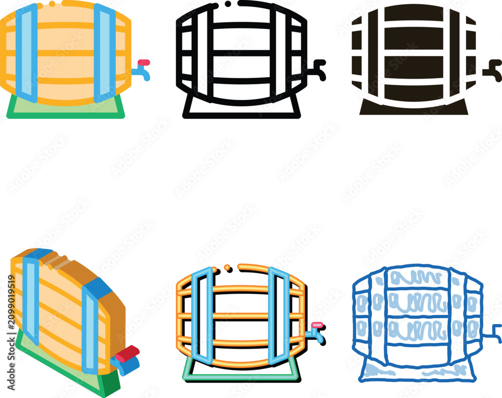Obraz premium looks wine wooden barrel icon vector. wine wooden barrel sign. color symbol