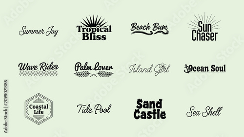 Photos Collection of vintage inspired summer and beach themed typographic designs