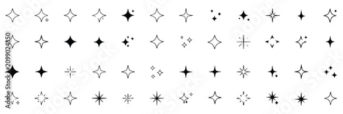 Collection of Bright Yellow Sparkle Star Icons. sparkle star icon set vector. collection of Twinkle stars icon. Shine and twinkle star Isolated on white background. . Set of star shapes. ai icon set. 