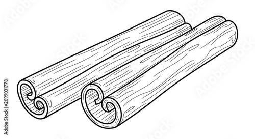 Black and White Cinnamon Sticks Arranged on Plain White Background