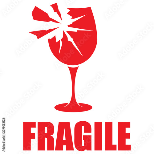 Red Industrial Safety Signage Fragile Text Vector Design