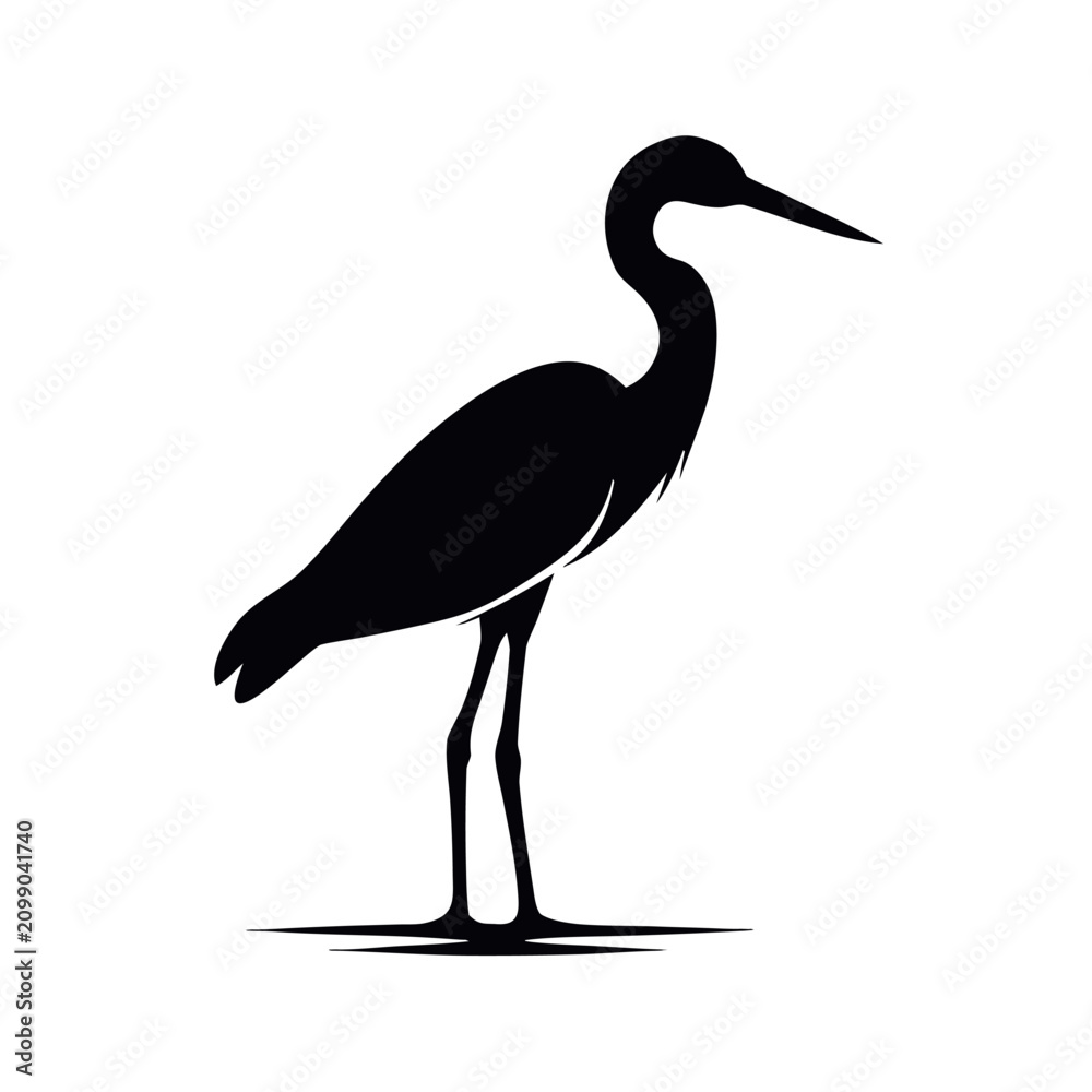 Fototapeta premium Marsh Bird Standing Still Silhouette Design