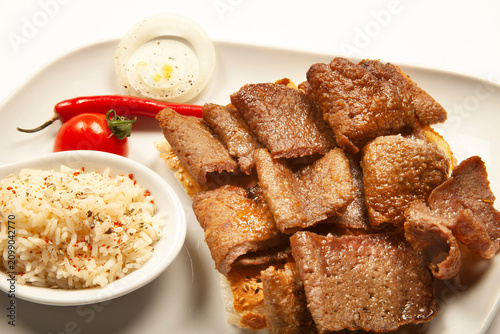 Meat doner and rice pilaf