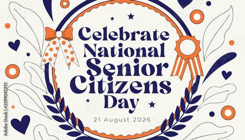 Festive graphic design celebrating national senior citizens day in august style