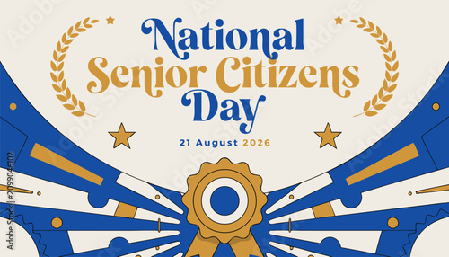 Decorative vintage graphic design celebrating national senior citizens day in august