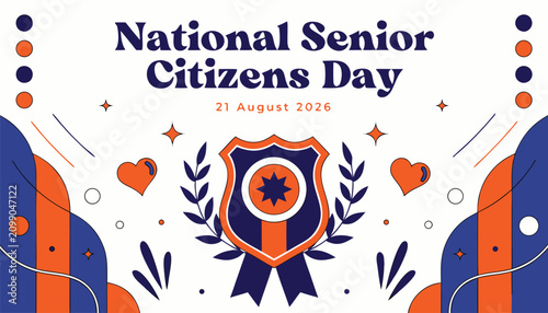 National senior citizens day graphic design with orange and blue colors