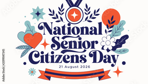 Decorative graphic design for celebrating annual national senior citizens day event