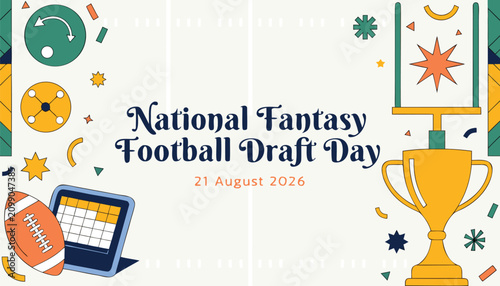 Tableau sur toile National fantasy football draft day card with trophy and ball
