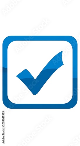 Blue Check Mark Symbol Centered Inside Rounded Square on White Background