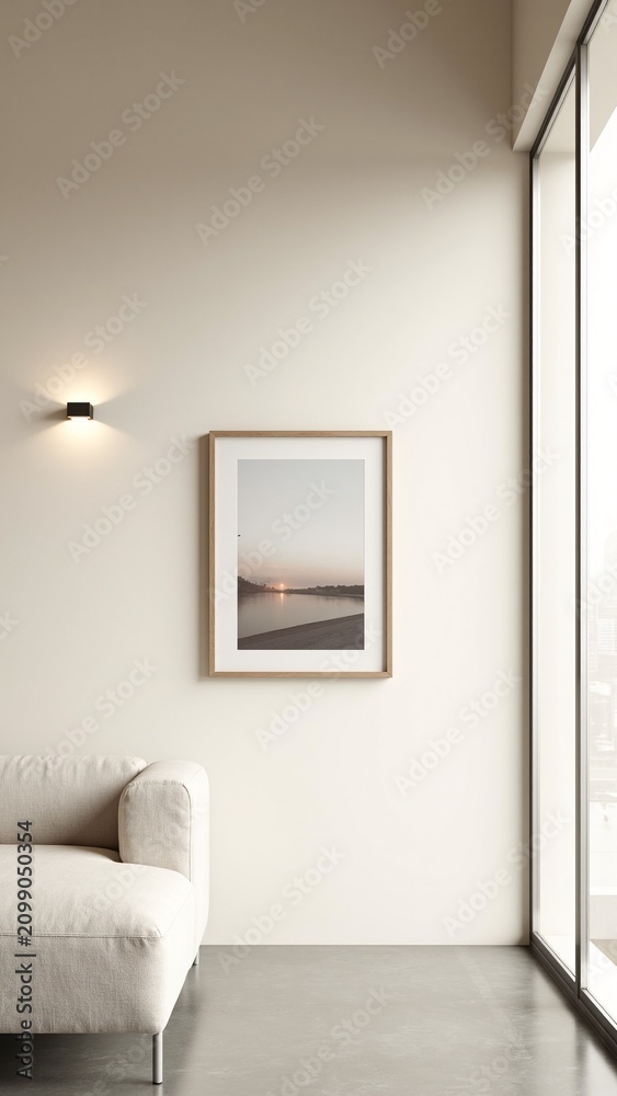 Fototapeta premium Modern Living Room Frame Mockup