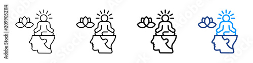 Photography Peaceful Mind Icon Different Style Outline Collection Set.