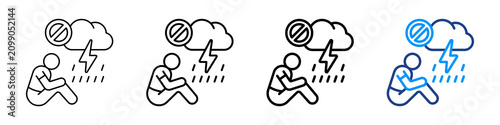 Photography No Depression Icon Different Style Outline Collection Set.