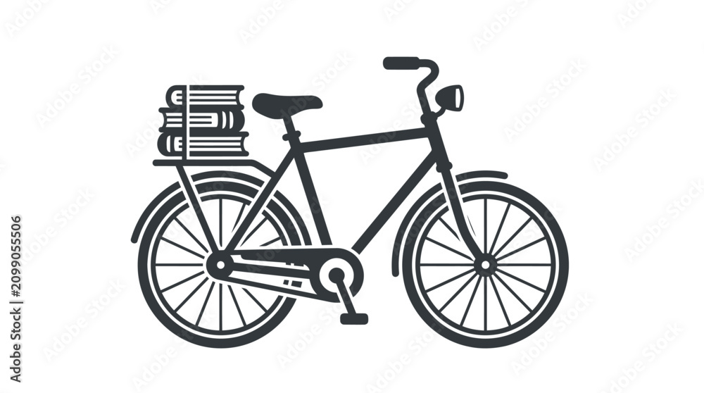 Fototapeta premium Black bicycle with basket attached.