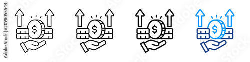 Capital Gain Icon Different Style Outline Collection Set.