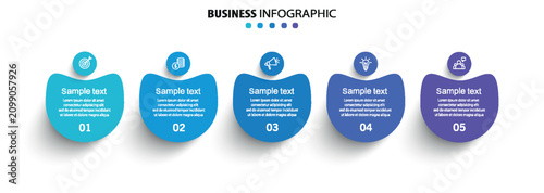 Business infographic template with 5 options or steps. Can be used for workflow layout, diagram, annual report, web design	