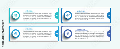Business infographic design template with 4 options, steps or processes. Can be used for workflow layout, diagram, annual report, web design	