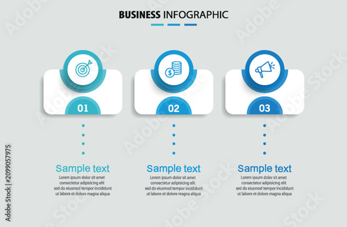 Business infographic template with 3 options or steps	