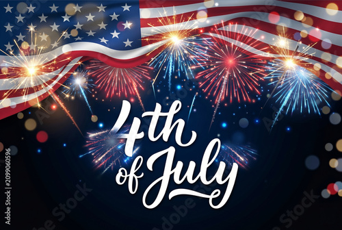 4th of July American flag fireworks celebration patriotic festive night holiday independence USA