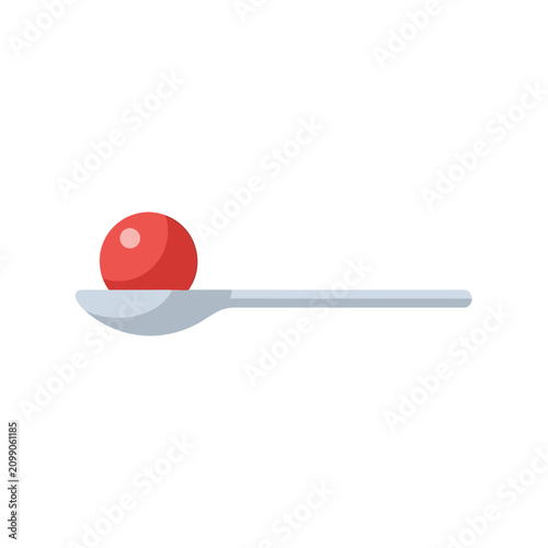 Red Ball on Spoon Illustration