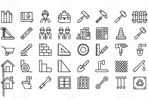 Foto Construction equipment outline symbols for contractors, renovation companies and