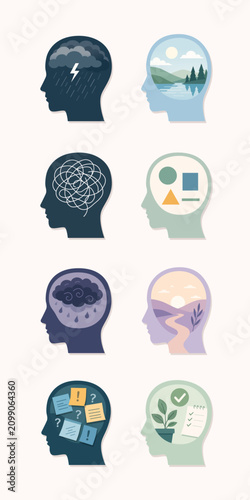Фотография State of Mind Contrasting Mental Health Concepts