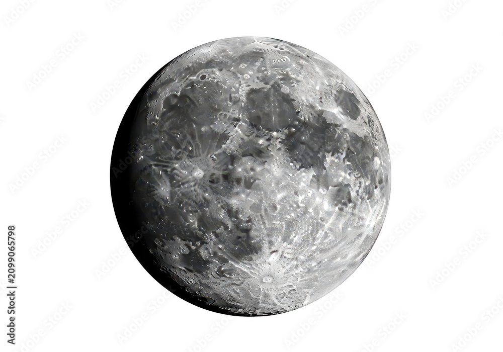 Obraz premium Full moon glowing in the dark night sky showing detailed craters and grey lunar surface texture