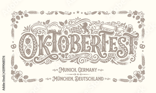 Obraz na płótnie Vintage Oktoberfest typography design original Munich beer and folk festival ill