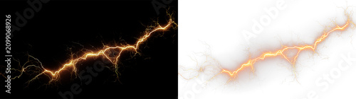 Foto Lightning bolt with bright orange color on transparent background creating a str
