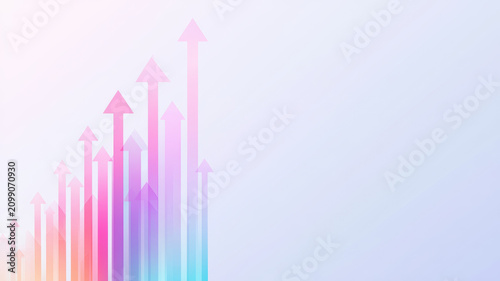 Growth arrow chart success progress business abstract gradient pastel up finance statistic data diagram concept minimal background colorful corporate economy investment marketing strategy increase