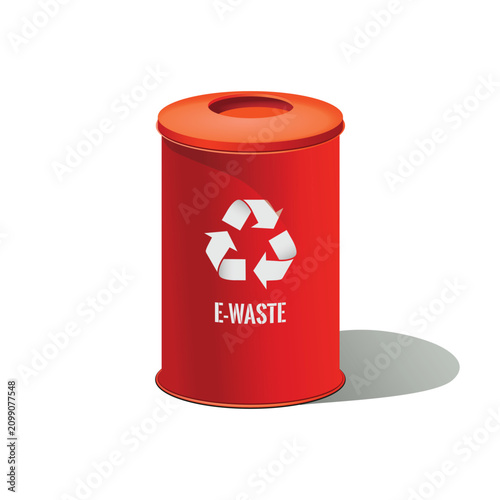 Vector Illustration of Color-Coded Recycling Bins with Icons and Text for Organic and Metal Waste