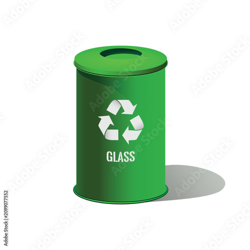 Vector Illustration of Color-Coded Recycling Bins with Icons and Text for Organic and Metal Waste