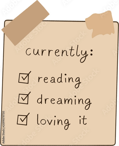 Photography Currently Reading Dreaming Loving It Checklist Illustration